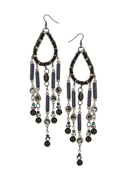 Fine agate long drop earrings tear-shaped with pendant