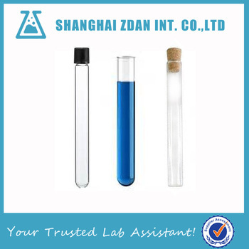 Laboratory glassware clear borosilicate glass test tube with wooden cork with optional caps