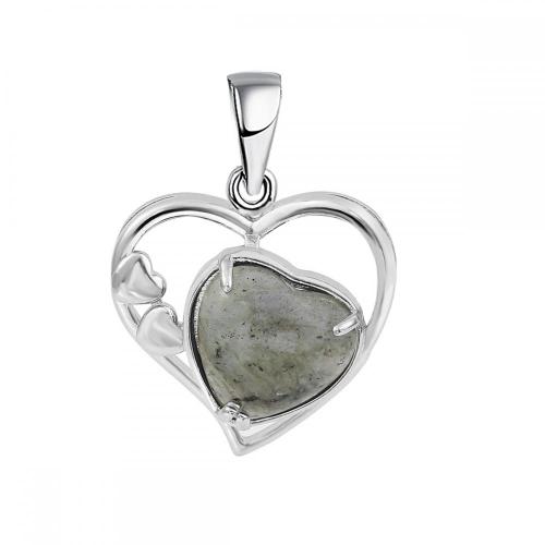 Labradorite Love Heart Birthstone Pendant Gemstone Necklaces for Women