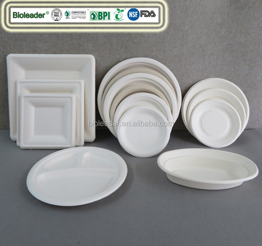 Heavy-Duty Quality Disposable Bagasse 100% Compostable 6" Paper Ribbed Paper Plates