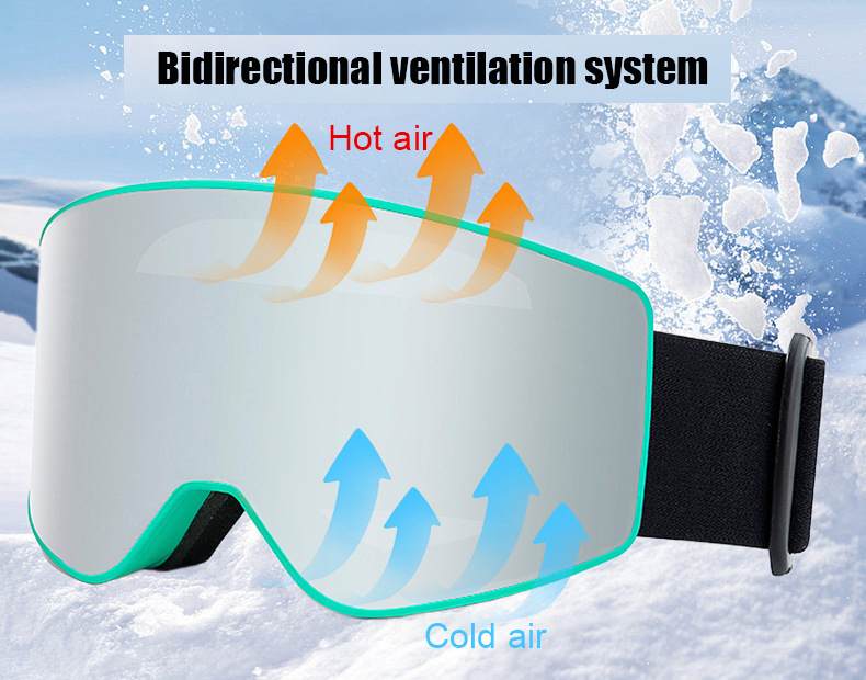 Wholesale Magnetic Cylindrical Anti-Fog Ski Goggles ME2189-Bidirectional Ventilation Wholesale Magnetic Cylindrical Anti-Fog Ski Goggles ME2189-Bidirectional Ventilation