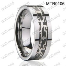 Bling Jewelry Celtic Dragon Comfort Fit Black Inlay Tungsten Mens Wedding Ring