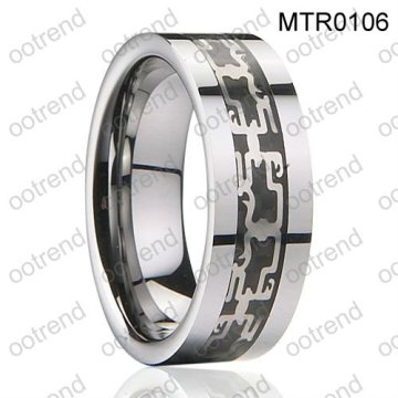 Bling Jewelry Celtic Dragon Comfort Fit Black Inlay Tungsten Mens Wedding Ring