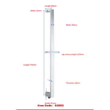 Flat Square Shower Rail With Water Outlet