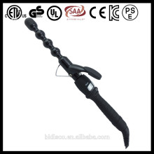 adjustable temperature 80-230C electrical tourmaline ceramic led bubber wand hair curling machine