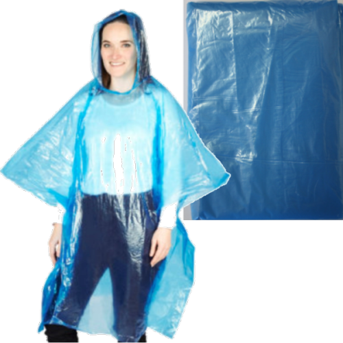Jednorazowe ubranie przeciwdeszczowe PE w kolorze niebieskim