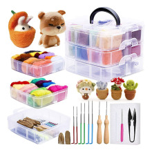 24 Colors Needle Felting Kit: Basic Wool Felting Tools and DIY Fabric Materials