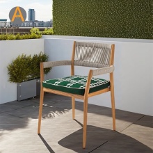 Modern Wood and Teak Rope Chairs for Outdoor Garden Settings
