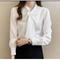 Women's blouses, irregular hem, cutting shirt collar with beading