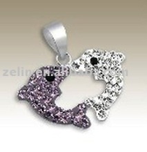 double dolphins fashin pendant ring jewelry