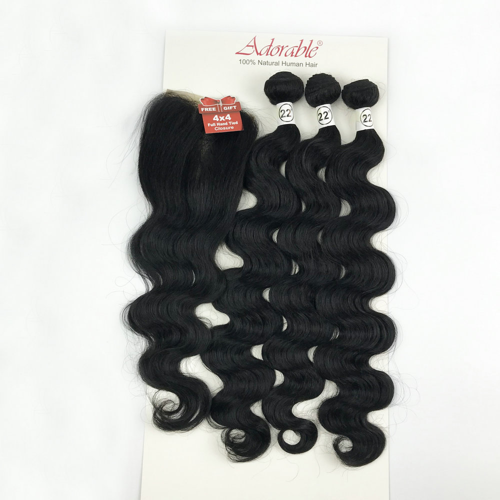 Fashion Body Wave Natural Hair Extension Blended Synthetic Hair Weaving Hair Bundles with closure