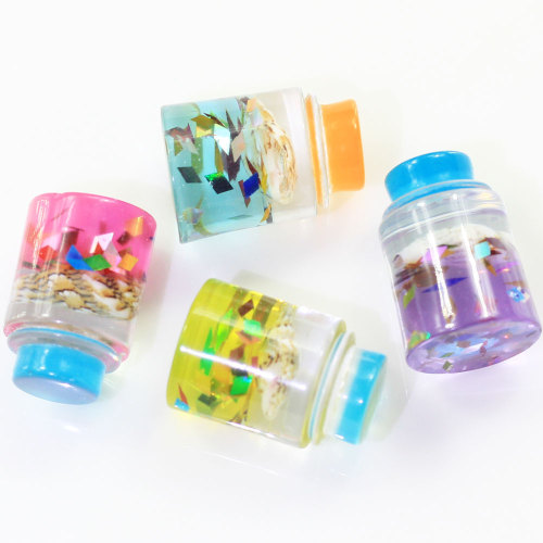 3D mignon paillettes à l&#39;intérieur du verre souhaitant bouteille en forme de mini résines charmes enfants jouet bricolage entretoise chambre ornements Cabochon