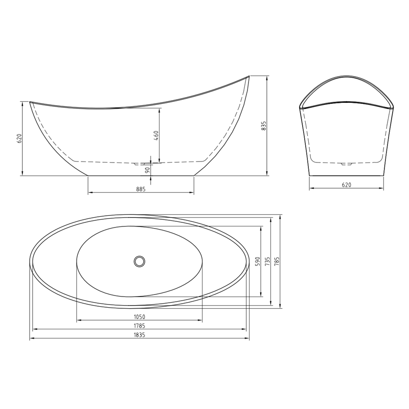 SL9107 German design elegant colourful acrylic one piece freestanding bathtub