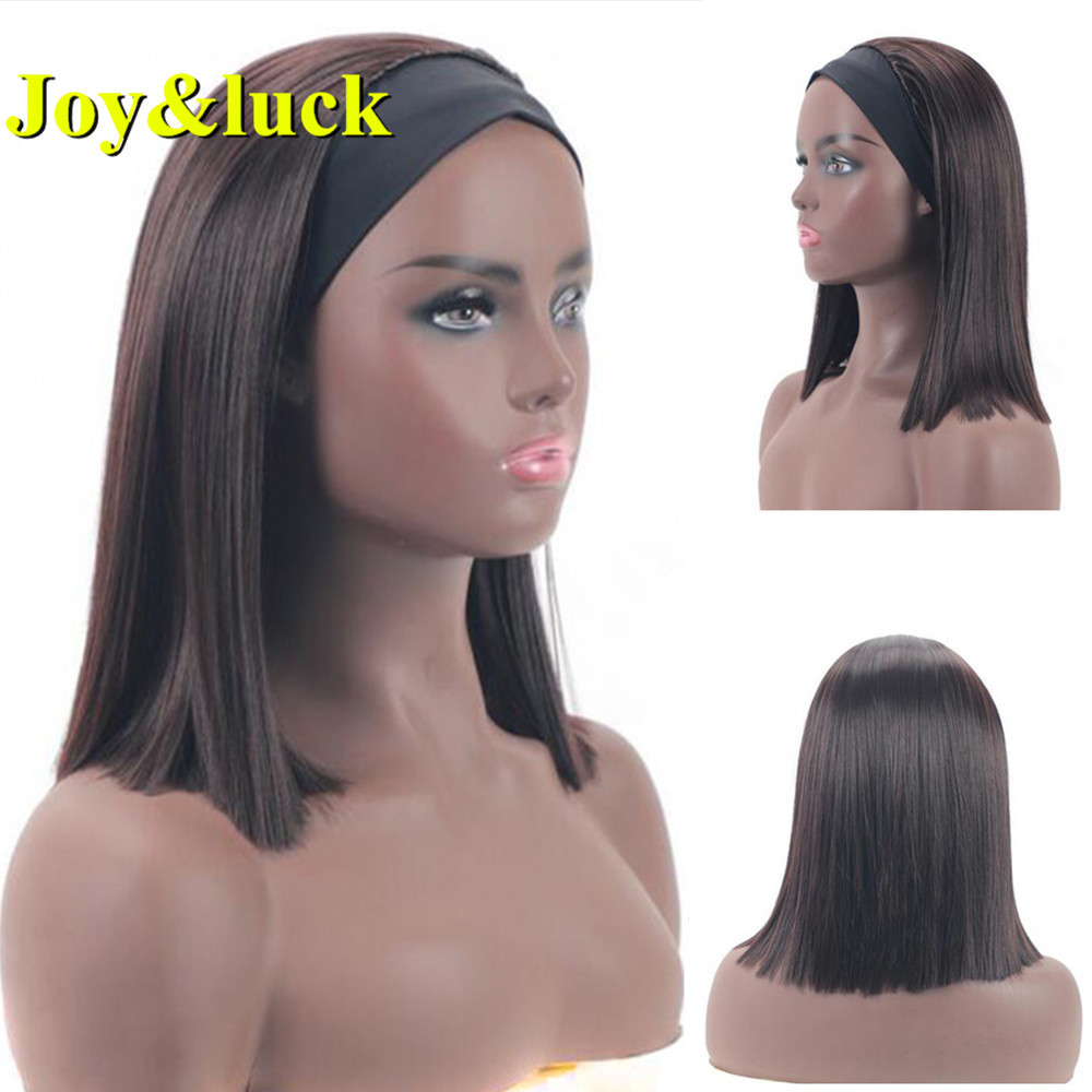 Hairband Wigs For Black Women Ladies Wholesale Scarf Shoulder Length Black Short Afro Kinky Curly Headband Wig Synthetic Wigs