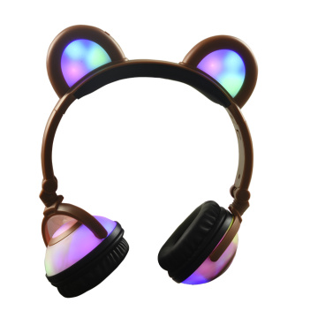 Fone de ouvido brilhante sem fio Panda Ear Music Headphones