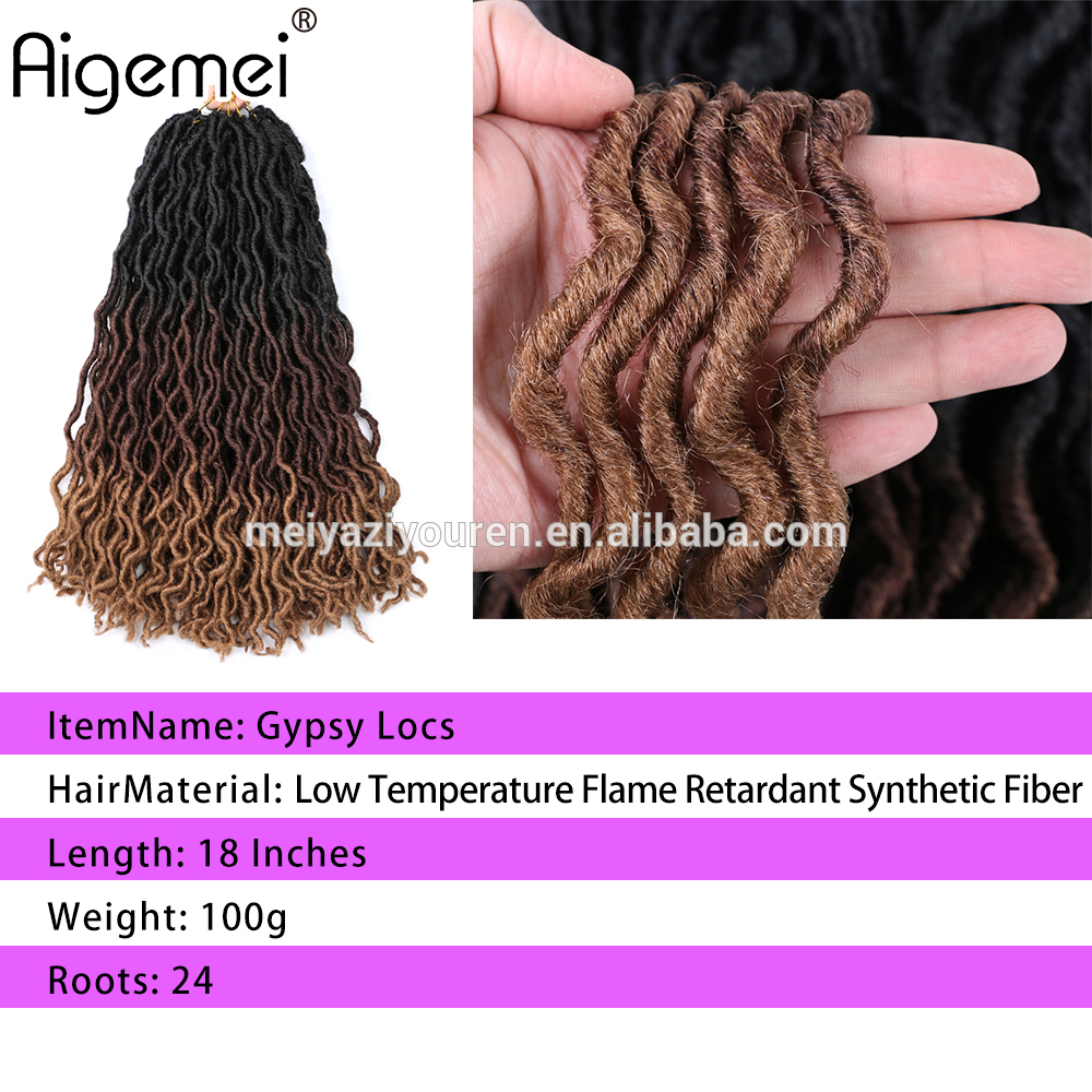 MYZYR 100g synthetic 18inch 24 stands ombre jumbo dreadlock hair golden locs curly Africa spring Twist Goddess faux locs braid