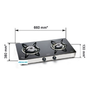 Cooktop de vidro preto temperado para 2 queimadores