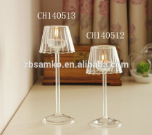 Long-stemmed lamp shaped lamp blown tall glass tealight candle holder