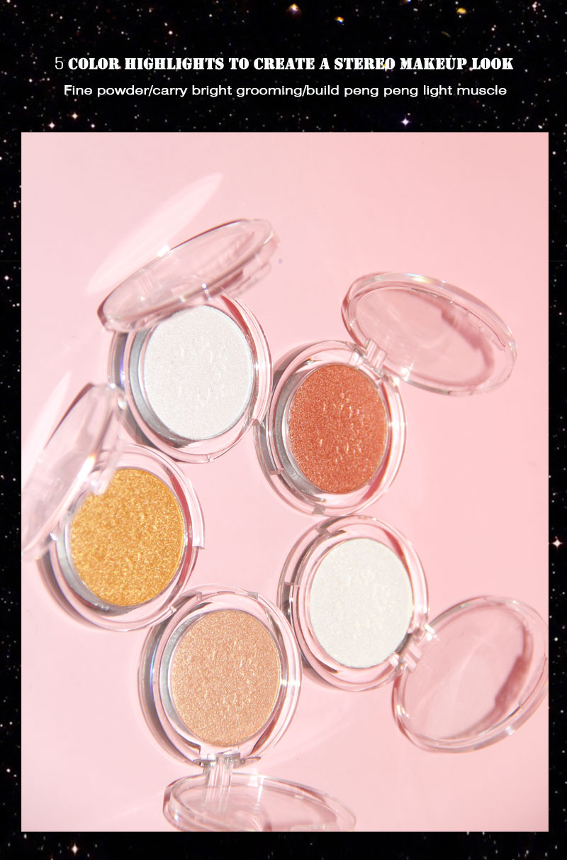 5-color Snowflake highlight longlasting face makeup high bright Highlighter Brighten Available in multiple colors