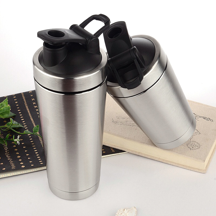 500ml Double Wall Stainless Steel Protein Shaker Vacuum Flasks with Stainless Steel Ball