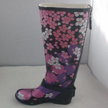 Ladies Rainboots With Buckles Back Zipper