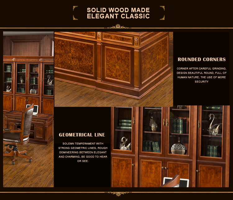 Wooden luxury classical office furniture storage cabinet