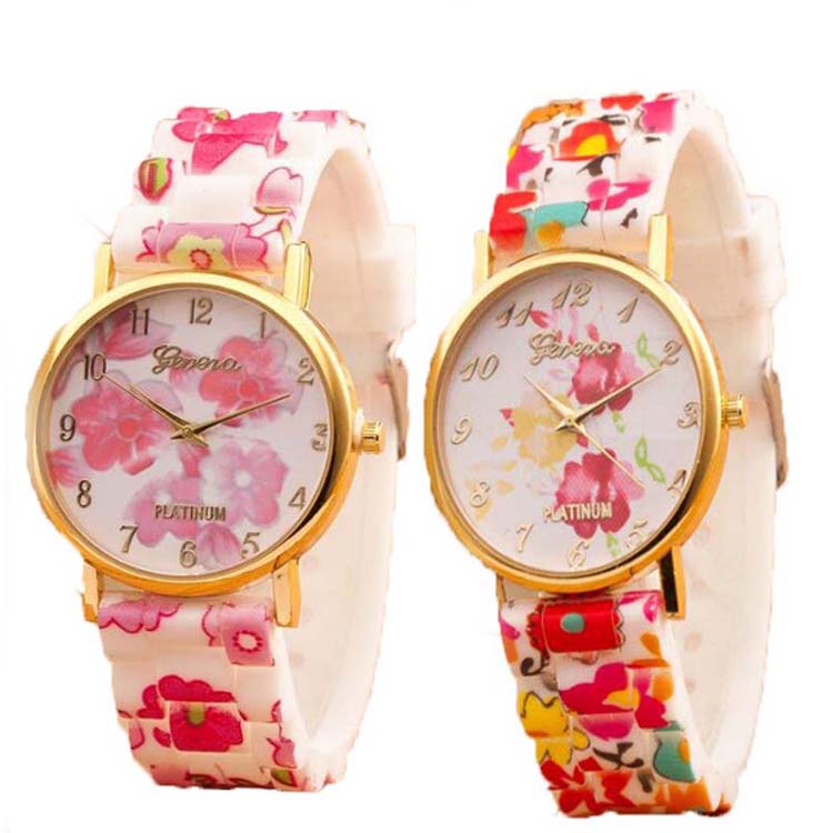 New Designer School Girls Flower Silicone Watches