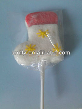 individual Handicraft cotton candy with boot shape Christmas marshmallow