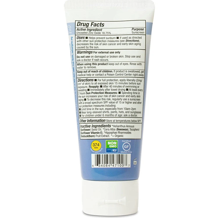 Natural Organic Ingredients Broad Spectrum SPF 30 Mineral Sunscreen