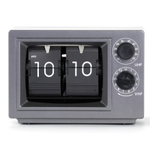 Small Television Flip Clock Grey with Light