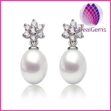 fancy 925 silver with freshwater pearl stud earring