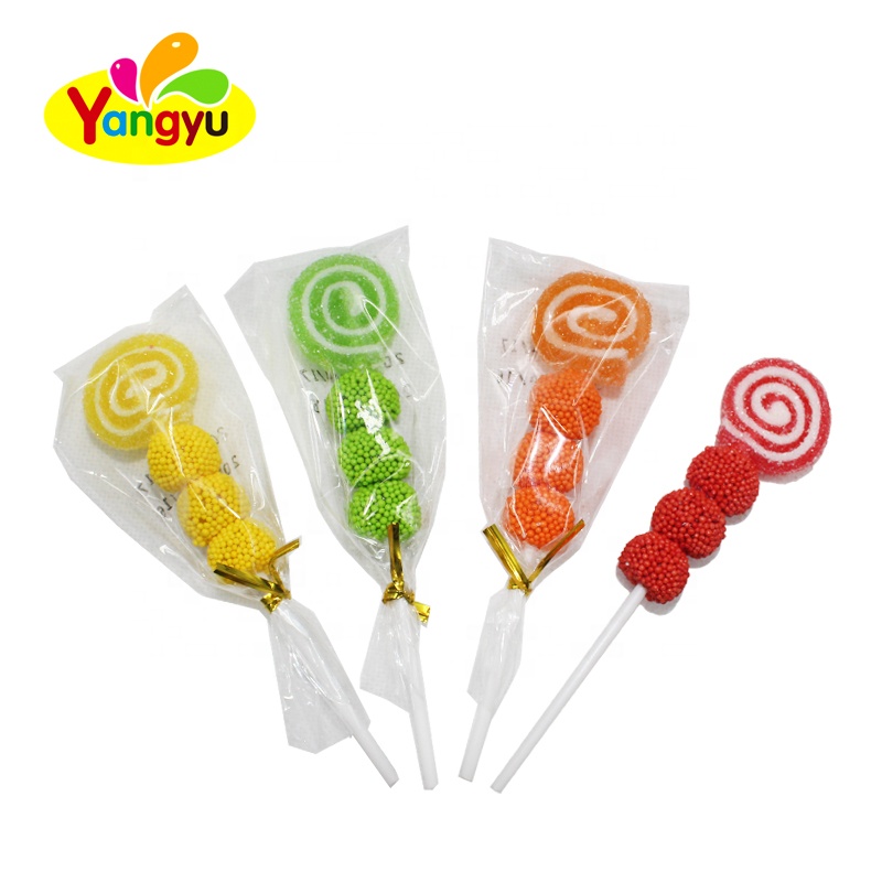 Halal Jelly Pop Sweet Sugar Coated Screw Soft Lollipop