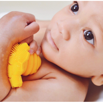 Mango de agarre fácil 100% scrubber de silicona para niños