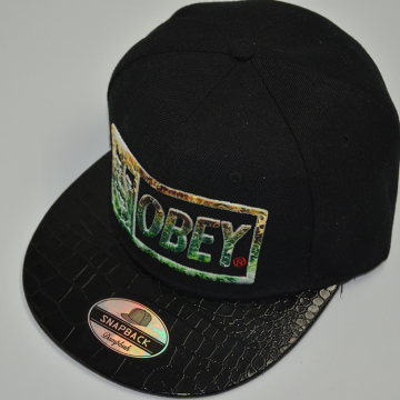 letters embroideried black flat bill cap with embroidery