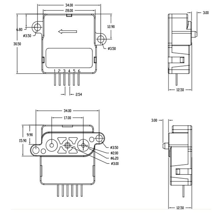 GFS113 Medical Micro Flow Sensor 200 ลูกบาศก์เซนติเมตรต่อนาที