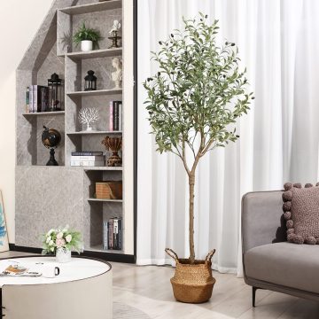 Artificial Olive Tree with Real Trunk: Fake Plants, Topiary, Silk Leaves, Plastic Bonsai