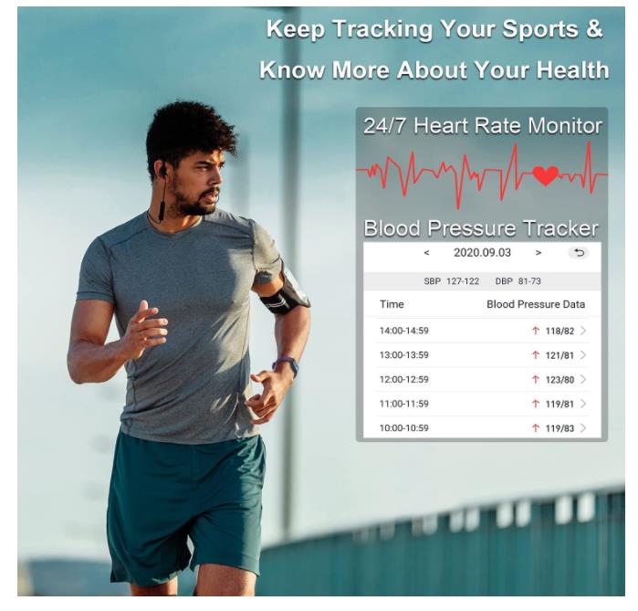 Smart Watch Heart Rate Activity Tracker Meter HRV Blood Pressure Monitor Waterproof Fitness Tracker Watch with Sleep Monitor