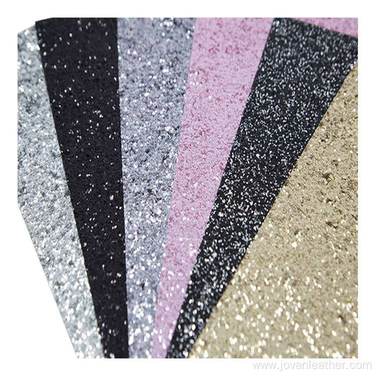 Custom chunky glitter fabric PU artificial leather