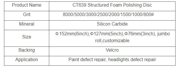 Almofada de polimento de espuma Zypolish equivalente a 3m Trizact 443SA 50414 para reparo de pintura automotiva