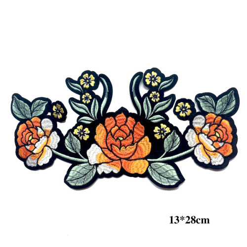 オレンジアップリケ3 d刺繍花パッチ