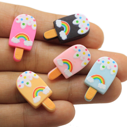 Popolare Flatback Colorful Popsicle Resina Charms Cono dolce Simulazione Cibo estivo Perline Cabochon Portachiavi Decorazione fai da te