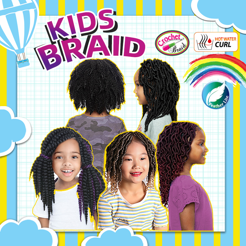 Synthetic Attachment Kid Hair Extension Chignon Pre Stretch Synthetic Crochet Braiding Hair For Kids