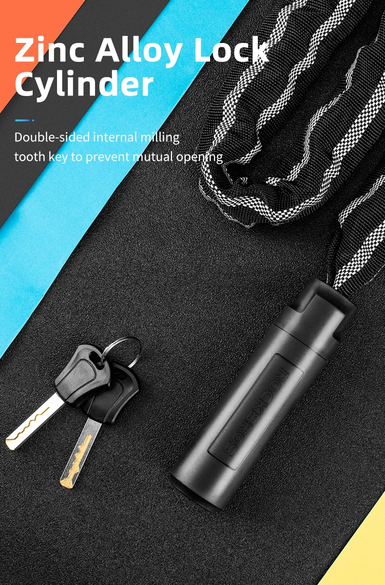 Bicycle Lock Zinc Alloy Durable Chain Motorcycle Anti-Theft Lock Reflective Multifunctional Durable