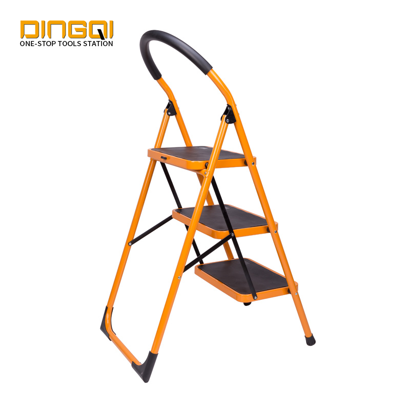 DingQi Multipurpose Safety Wide Step Ladder Metal Portable Household Folding Ladders