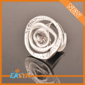 Moda biżuteria akcesoria Matt Silver Crystal Flower pierścień regulowany