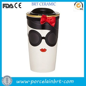 Cool glasses woman design white and black Ceramic Tall Mug