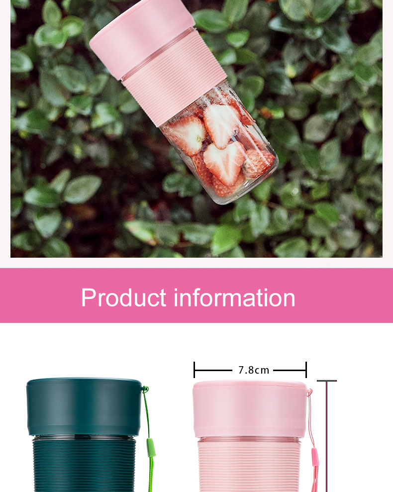 Mélangeur de presse-agrumes puissant en acier inoxydable 304 270 ml portable shake usb rechargeable sport randonnée mélangeur de jus