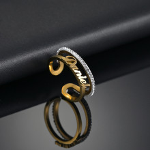 Custom Wholesale Stainless Steel Rings with Name and Logo for Business Opening Letters