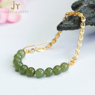 High-Quality Hetian Jade Bracelets: Stylish 925 Sterling Silver Chains and Link Bracelets with Real Stone Phoenix Tail Design