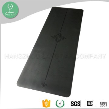 Natural fitness eco rubber logo embossed yoga mat on pu surface